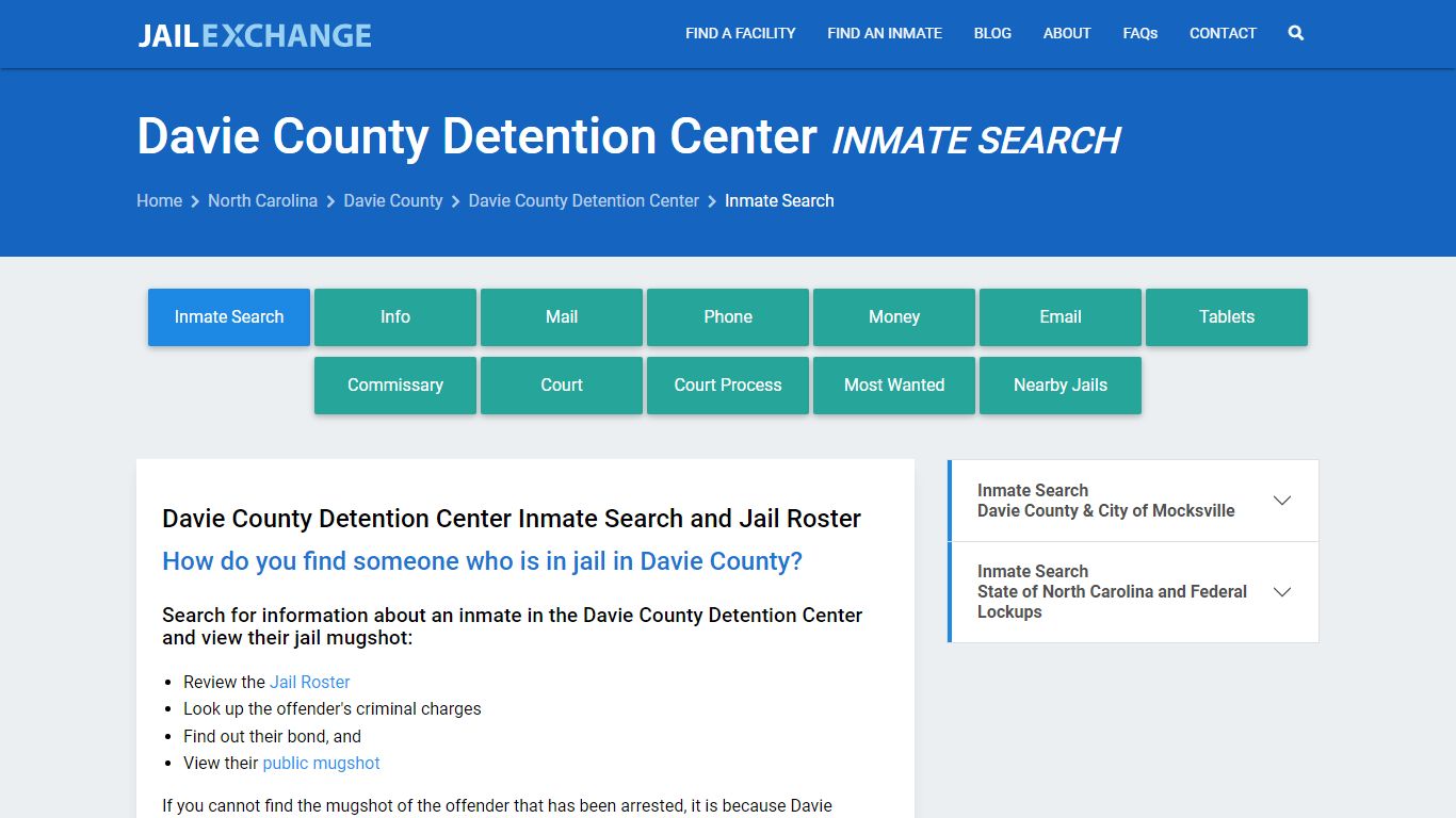 Davie County Detention Center Inmate Search - Jail Exchange